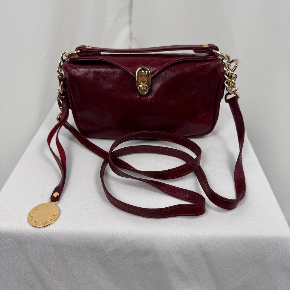 Laura Di Maggio Crossbody Shoulder Bag Women OS Burgundy Vintage Leather Italy